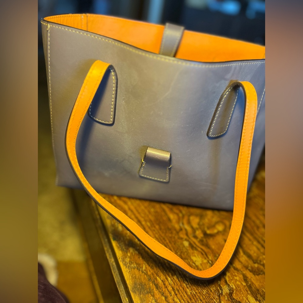 Dooney & Bourke Gray Leather Tote - Picture 2 of 5